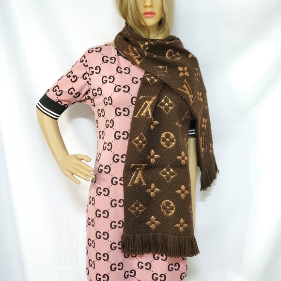Louis Vuitton Logomania Shine Brown Monogram Scarf - Picture 12 of 13